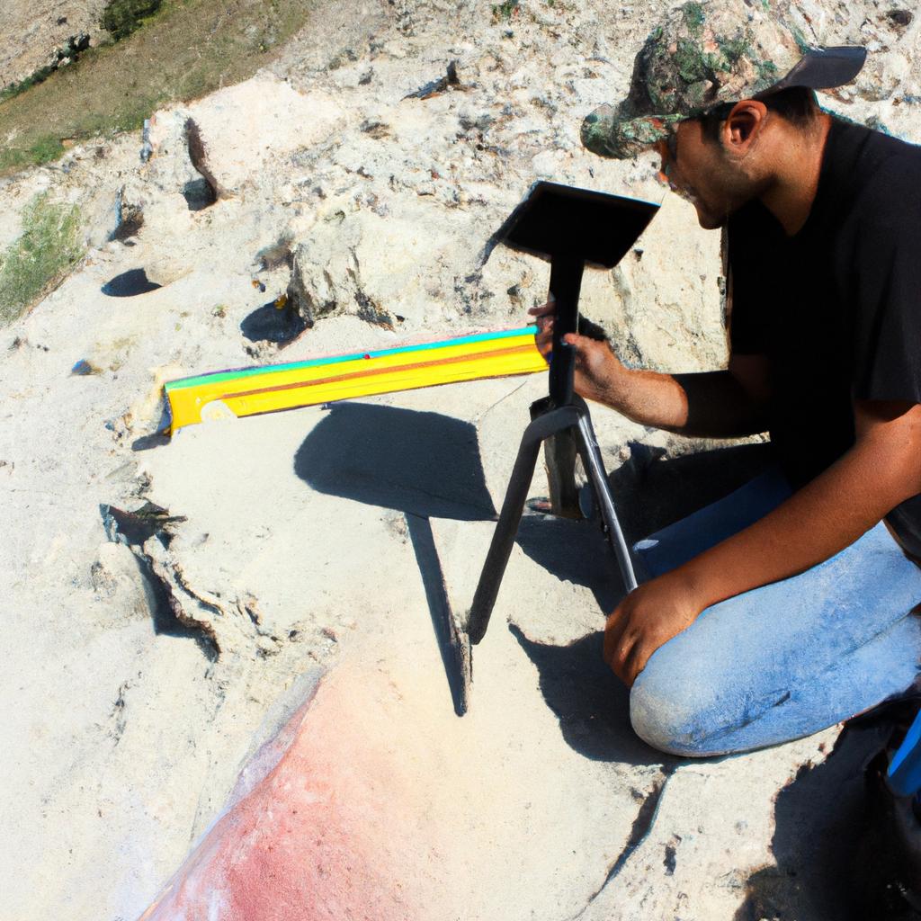 Person conducting geological mapping activities