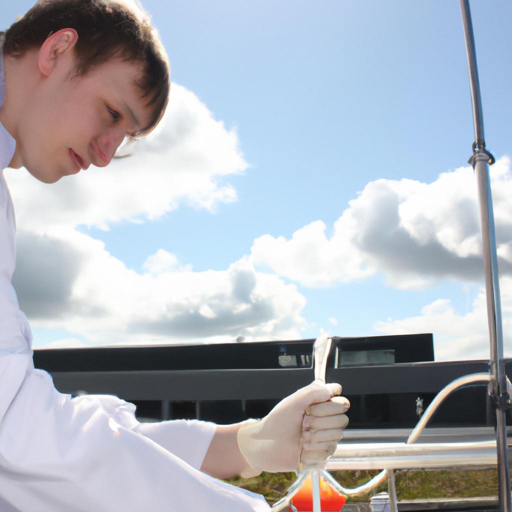 Scientist conducting atmospheric research experiment